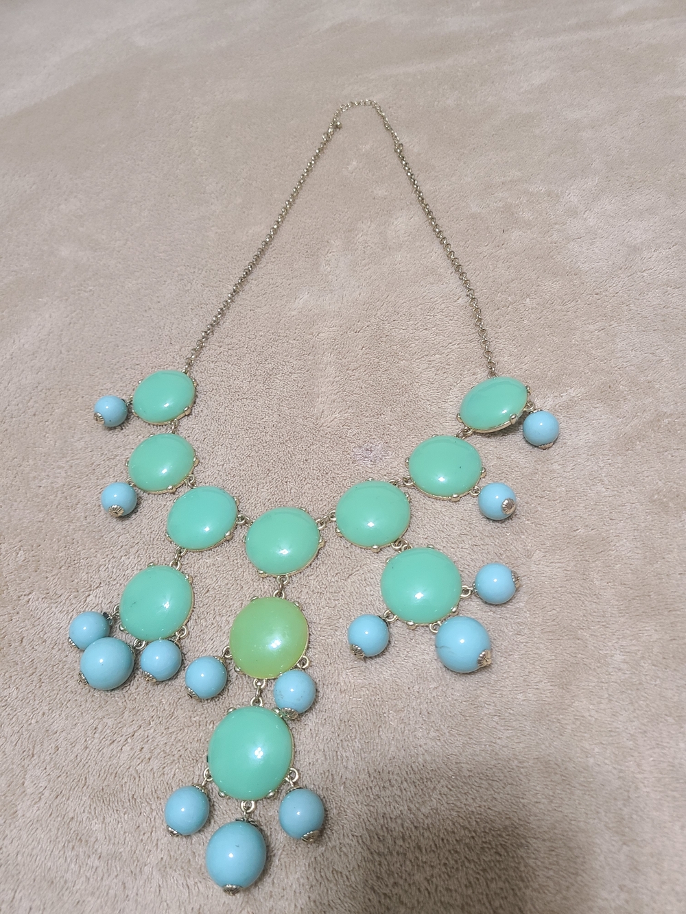 Gold-Tone Mint & Light Blue Statement Necklace